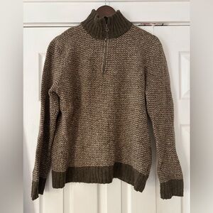 Gap Brown Sweater Half-Zip Wool Cotton Nylon‎ Blend Size Large Fits Like Medium
